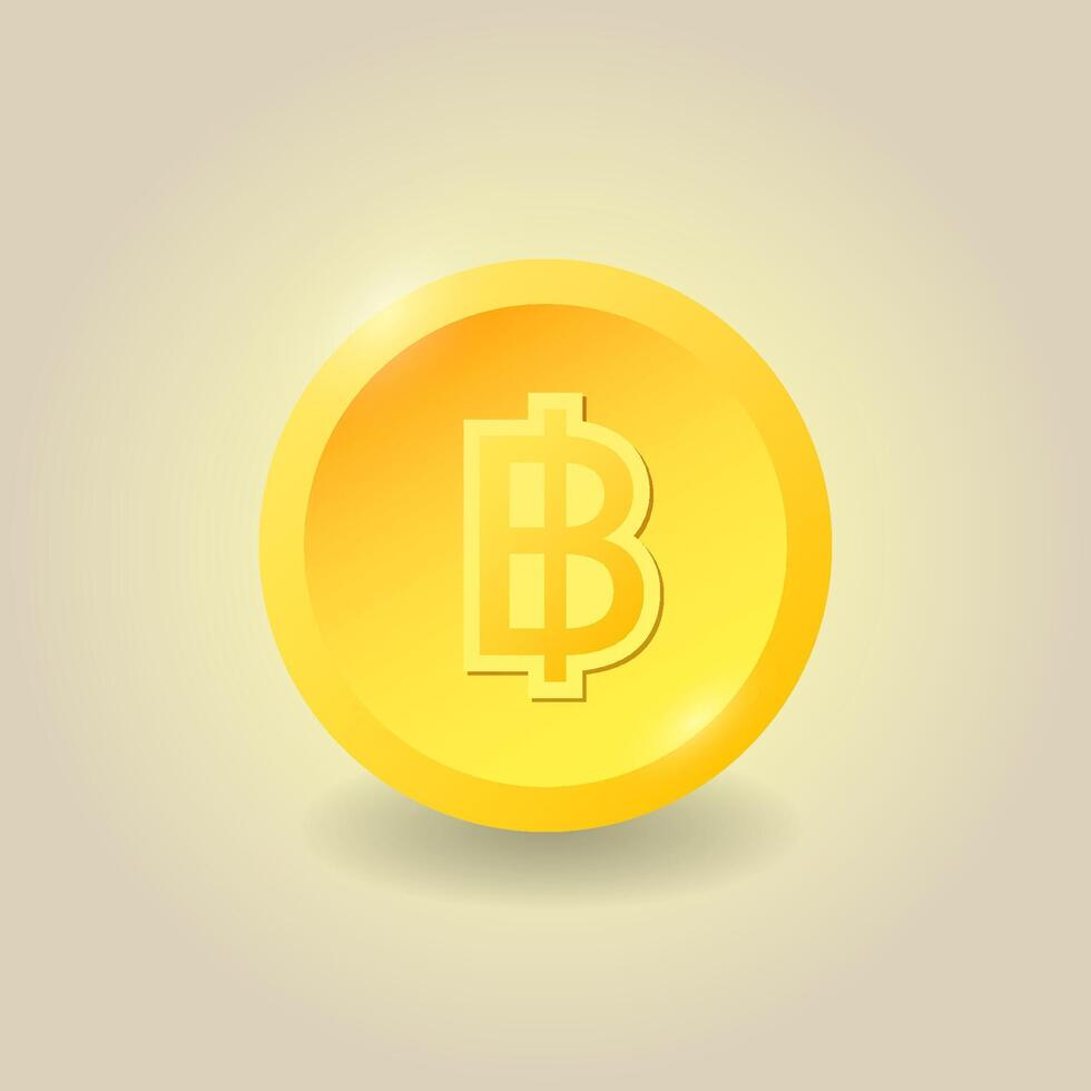 Thai baht. Currency symbol on a gold coin. illustration money sign. vector