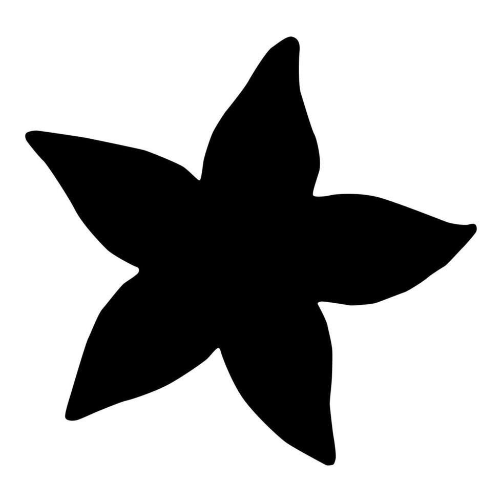 Starfish isolated black silhouette. Side view. Marine animal. White background. illustration clipart. vector