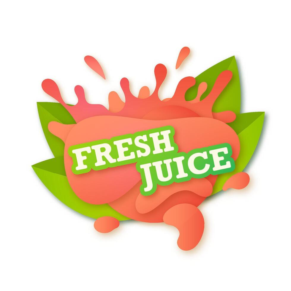 Juice fresh fruit label icon. Peach concept. Design sticker. vector