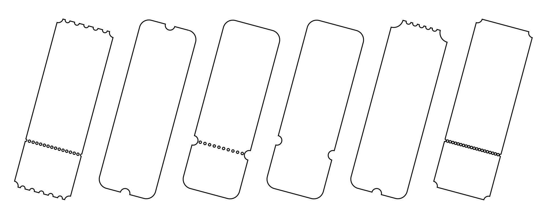 Ticket template. A set of outline tickets. Collection of templates of vintage tickets. Tickets with barcode. vector