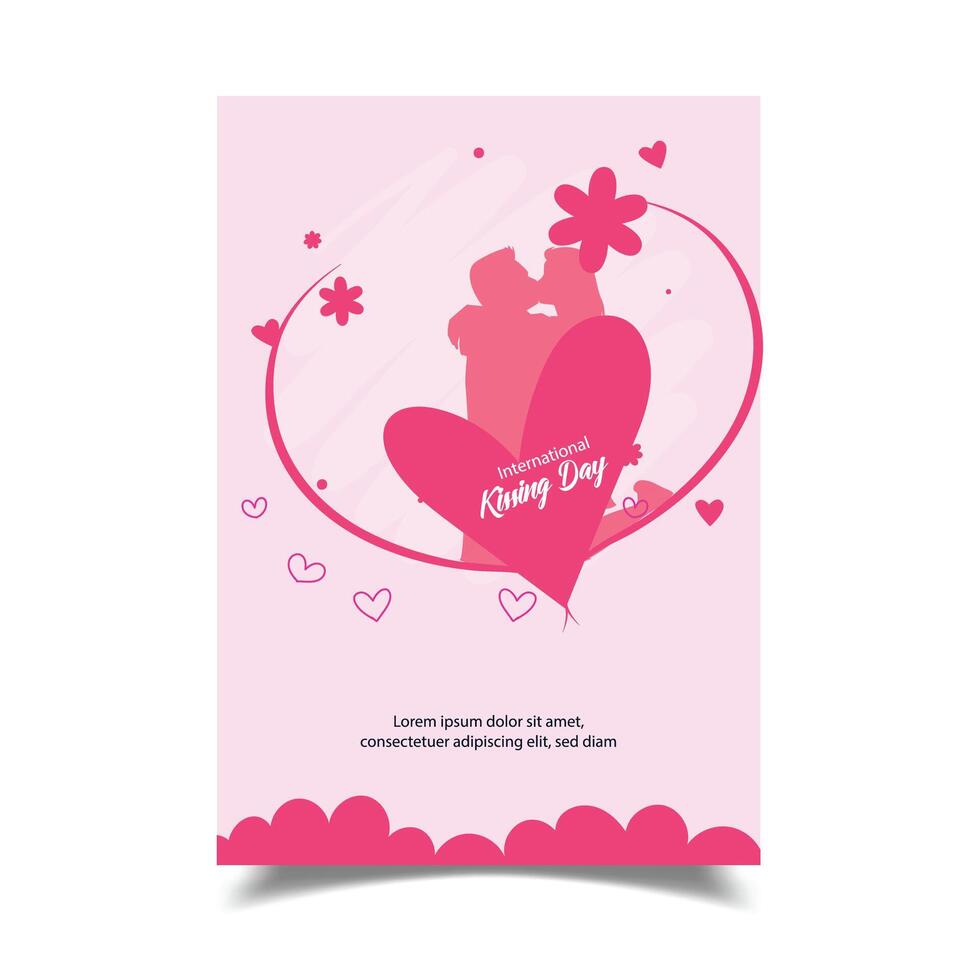 Heart Circle Valentines with Silhouette of Romantic Couple Illustration vector
