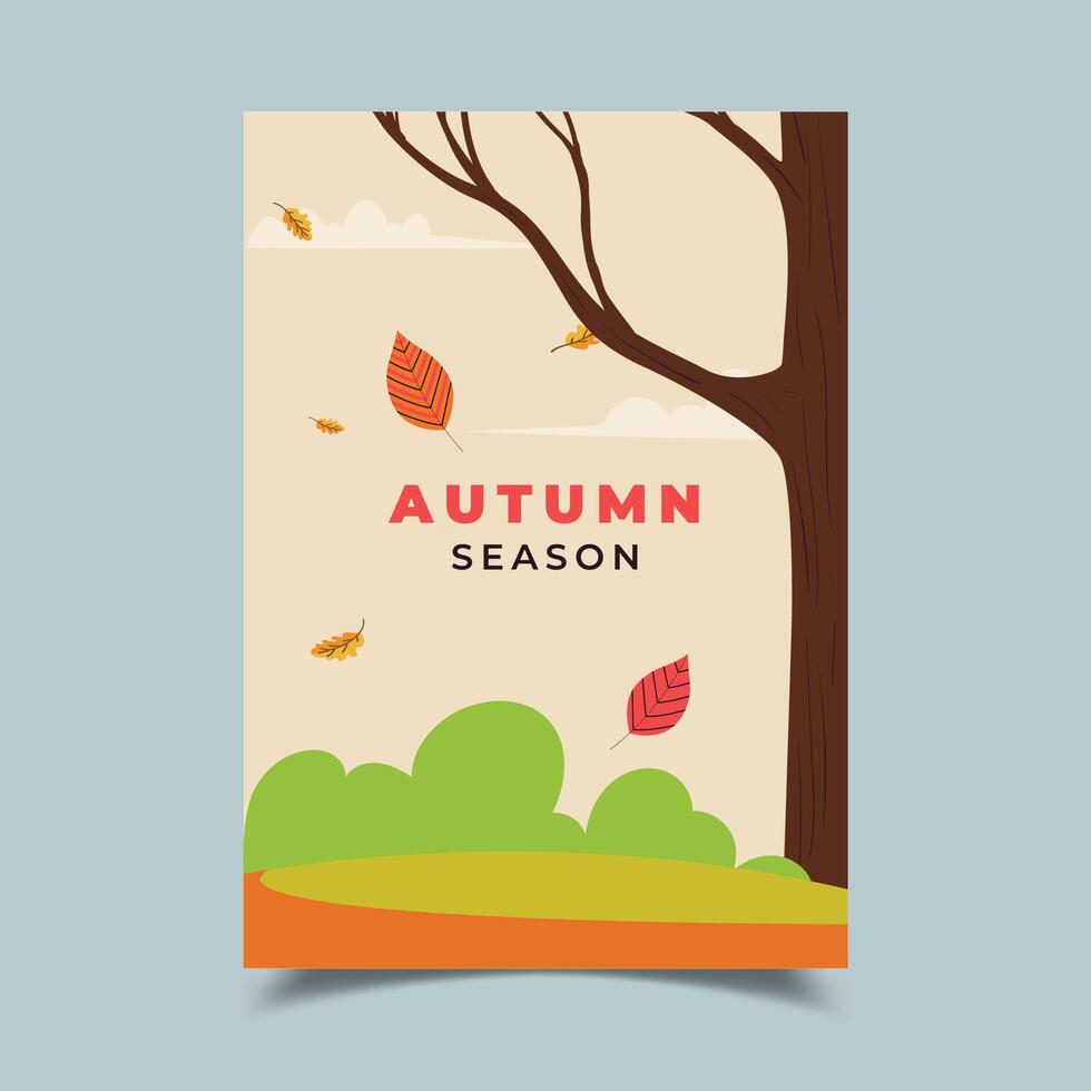 Autumn Vertical Poster Template with Illustration vector