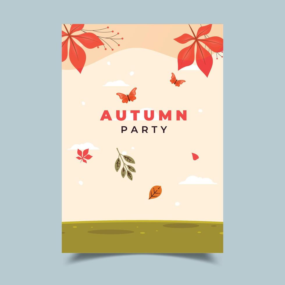 Happy Autumn Party Background with Illustration vector