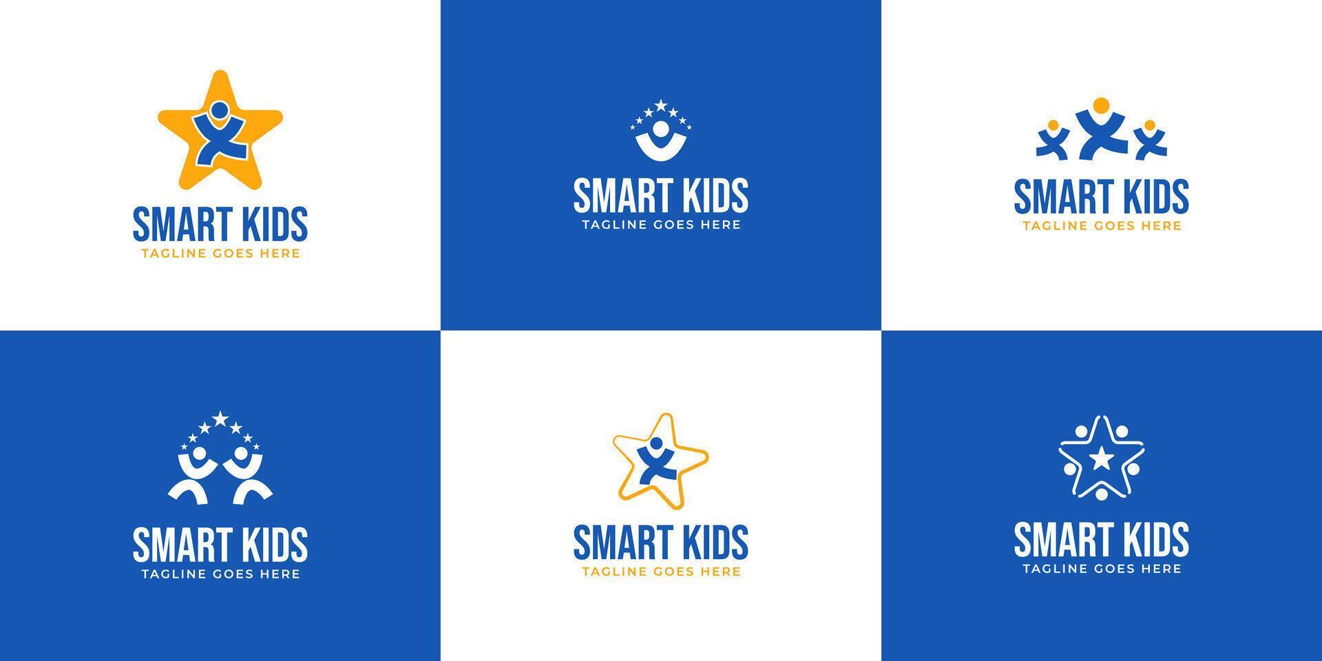 Set of smart kids logo design collection template illustration vector