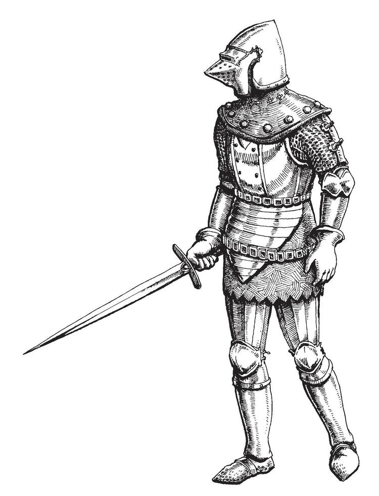 Italian knight. Hand drawn. vector