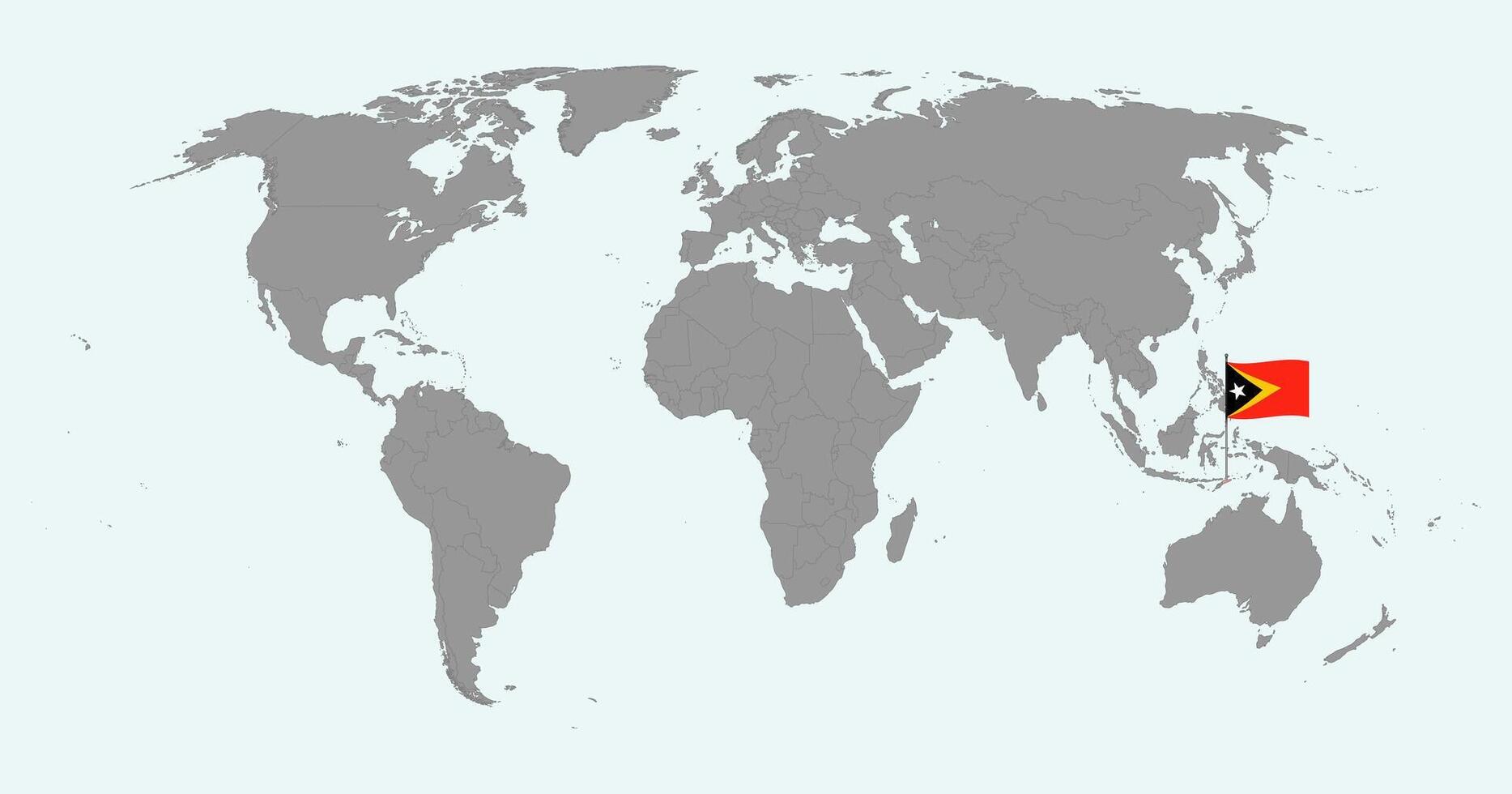 Pin map with East Timor flag on world map. illustration. vector