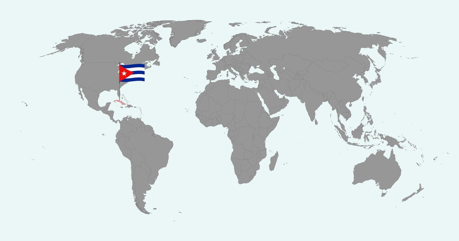 Pin map with Cuba flag on world map. illustration. vector