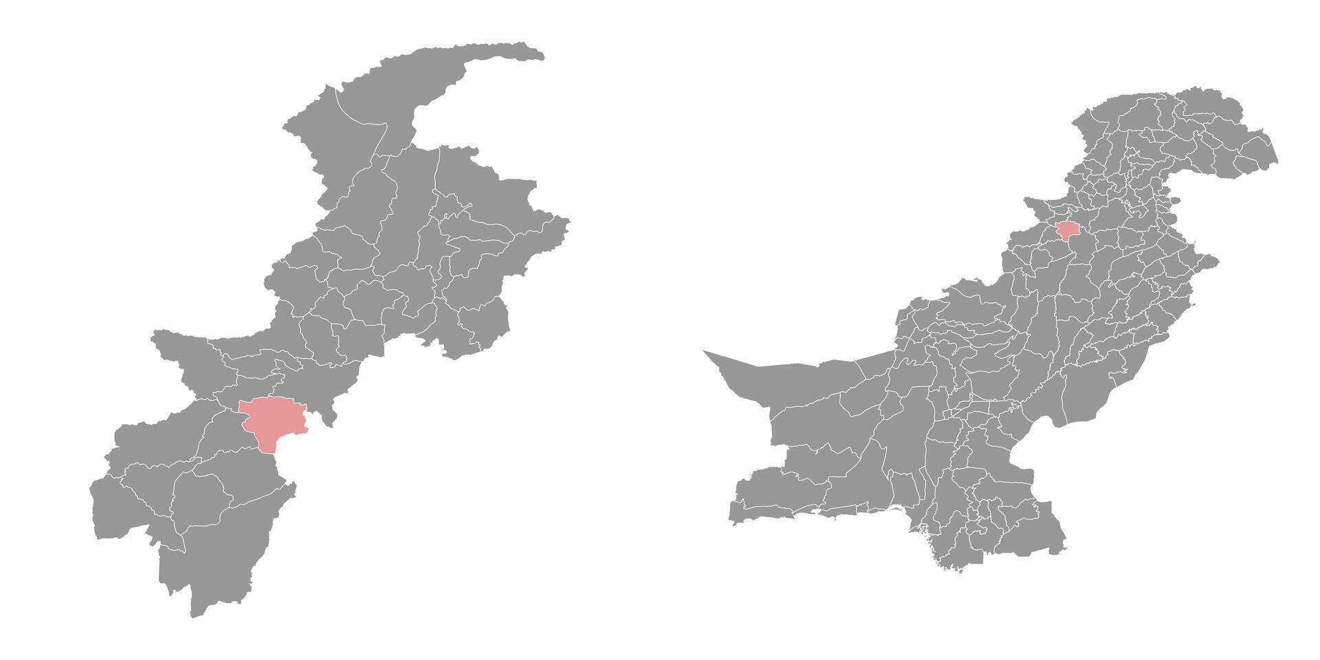 Karak district map, administrative division of Pakistan. illustration. vector
