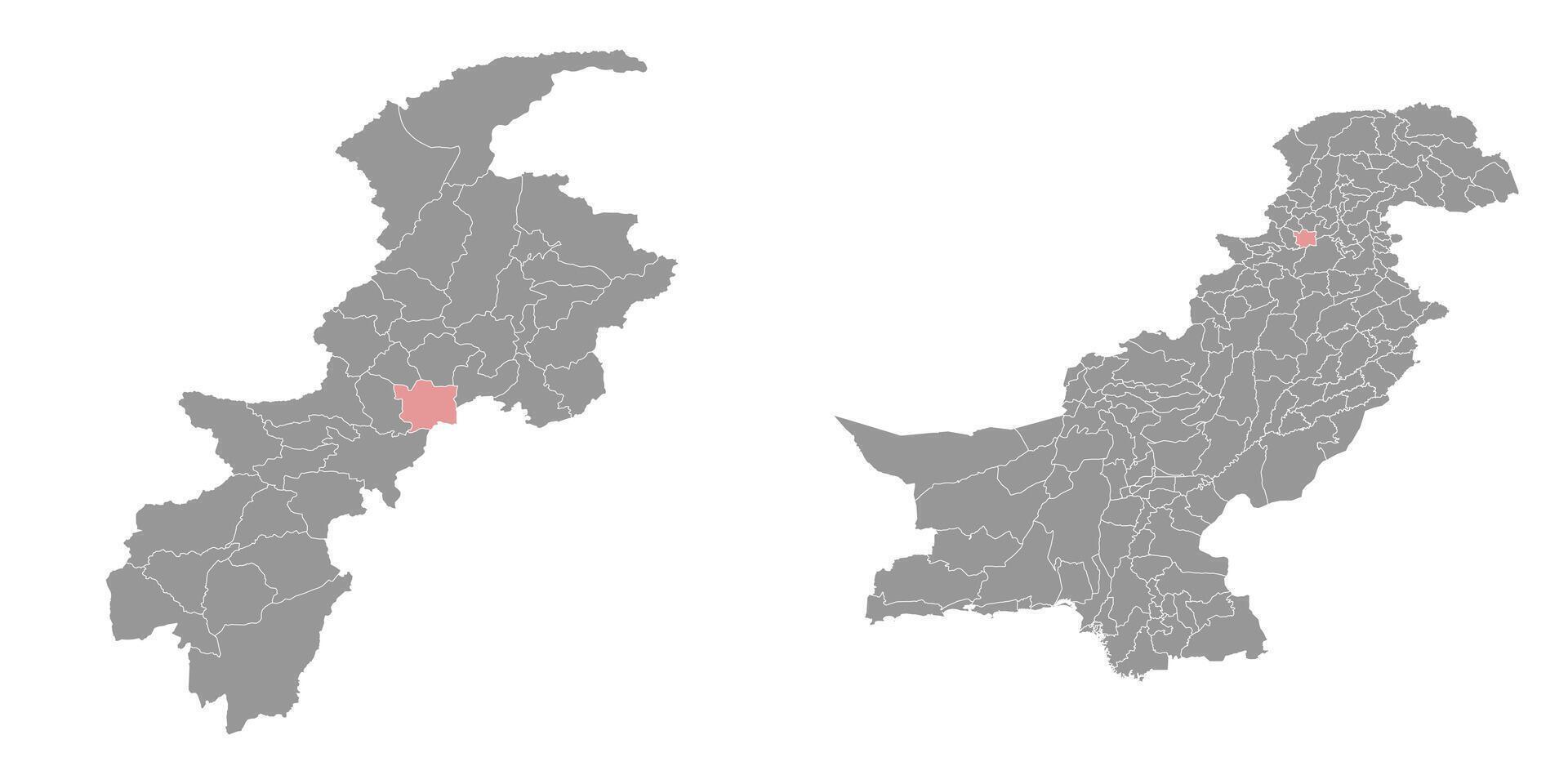 Nowshera district map, administrative division of Pakistan. illustration. vector