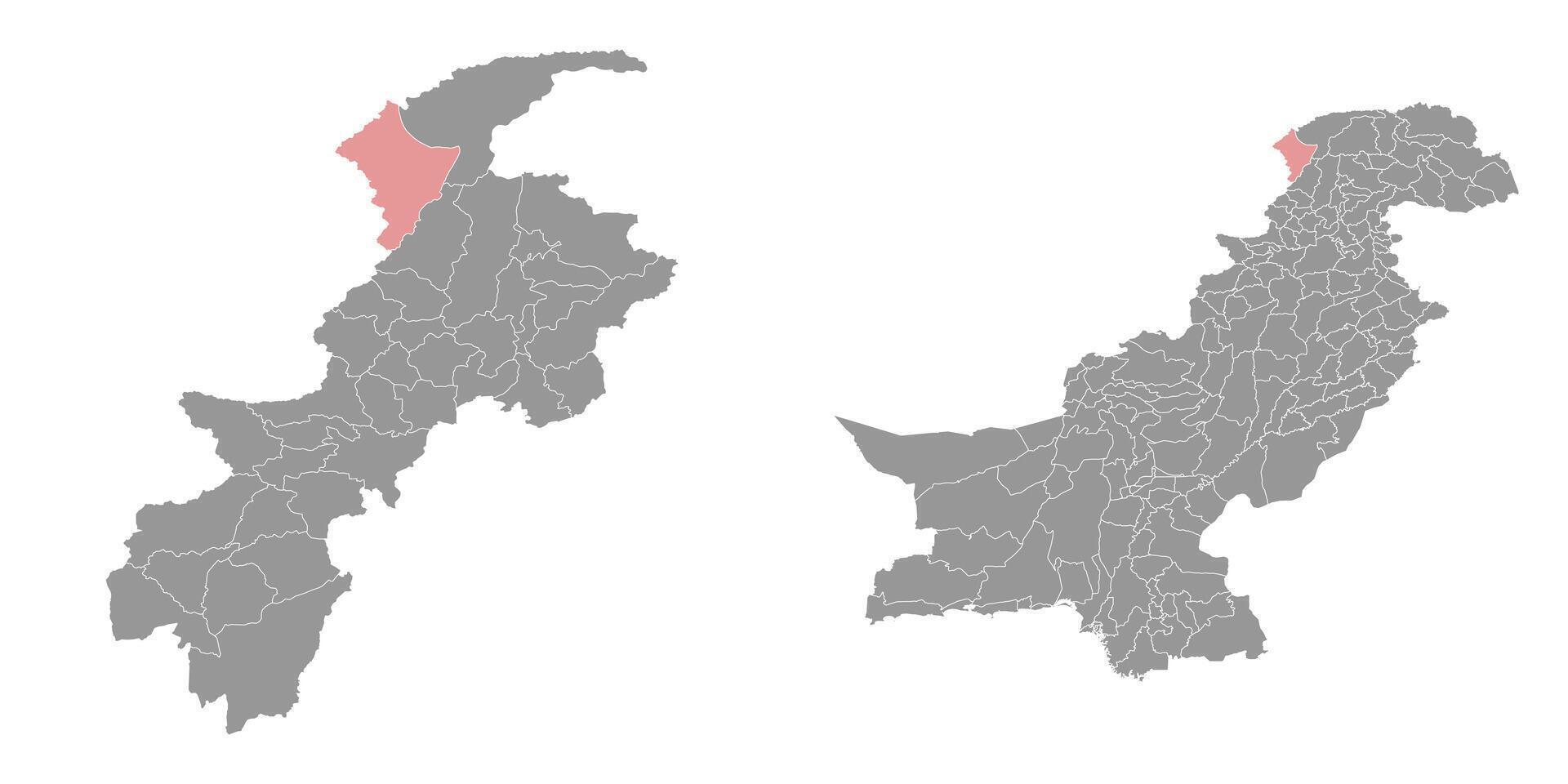 Lower Chitral district map, administrative division of Pakistan. illustration. vector