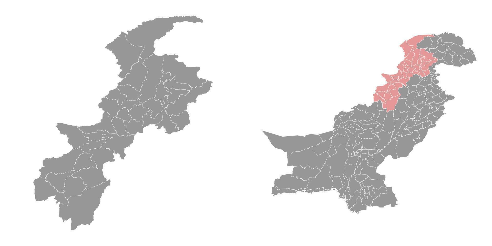 Khyber Pakhtunkhwa map with districts. illustration. vector