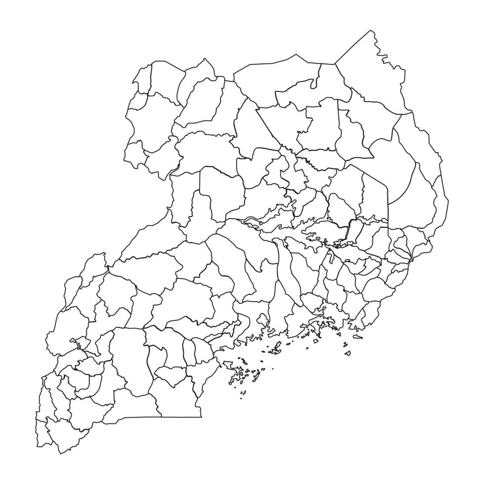 Uganda map with districts. illustration. vector