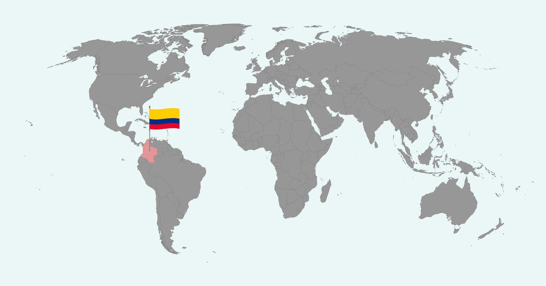 Pin map with Colombia flag on world map. illustration. vector