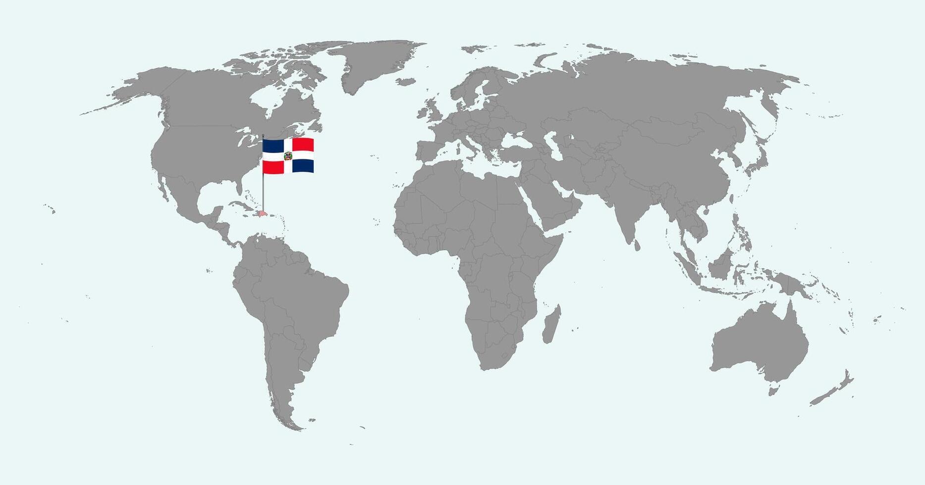 Pin map with Dominican Republic flag on world map. illustration. vector