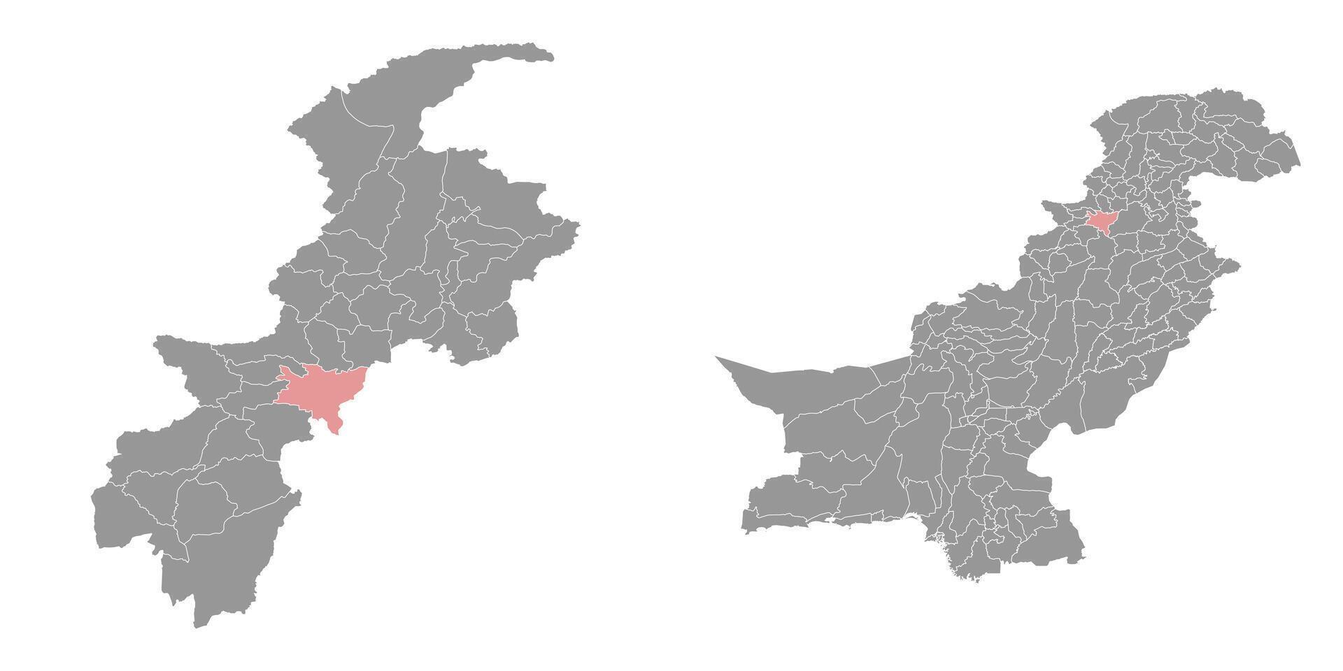 Kohat district map, administrative division of Pakistan. illustration. vector