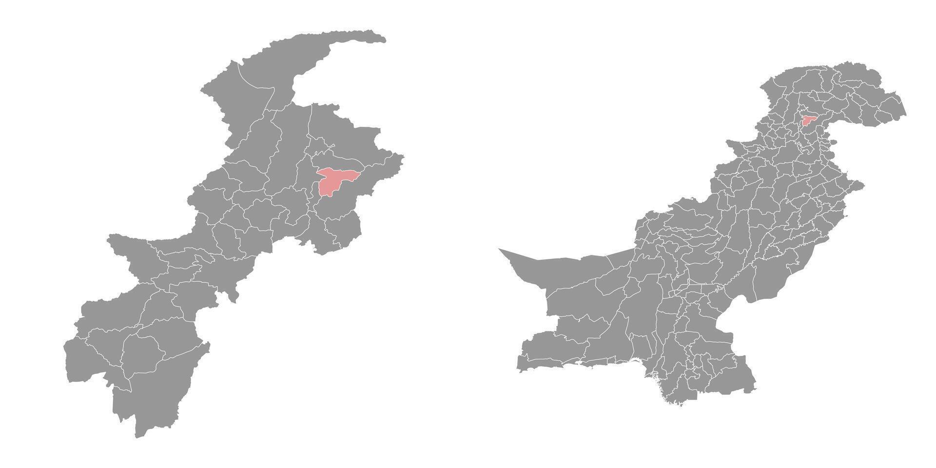 Battagram district map, administrative division of Pakistan. illustration. vector