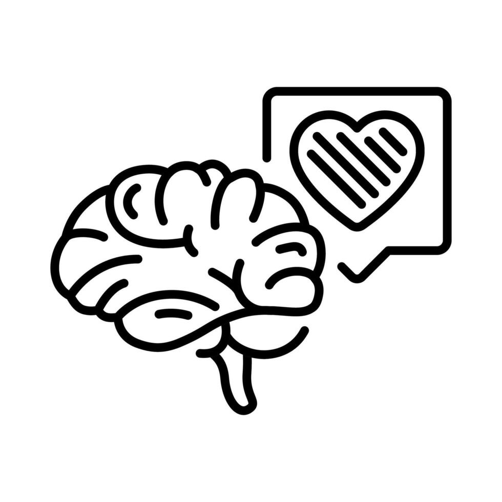 Brain Icon Featuring a Love Message, Emphasizing Emotions and Connections Shaping Our Understanding of the World vector