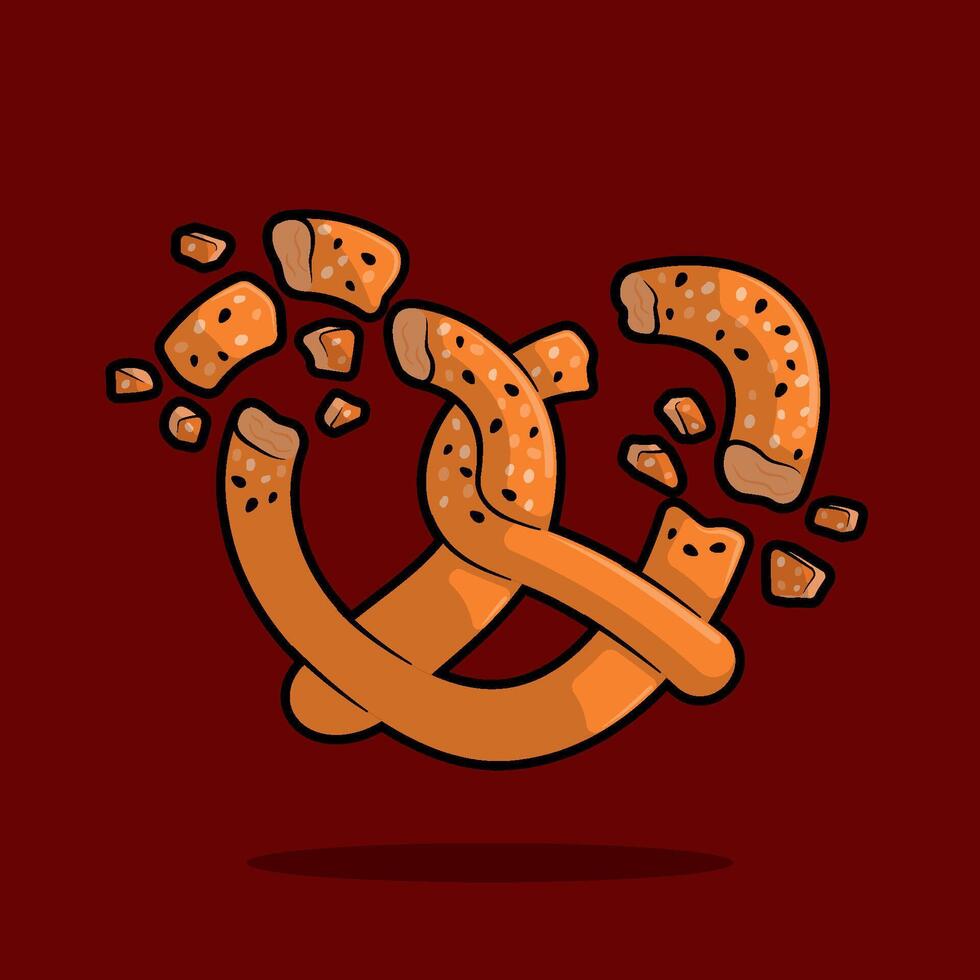illustration of delicious hot pretzel in line art style. Can be used for restaurants, cafes, local street food, cookbook menu covers vector