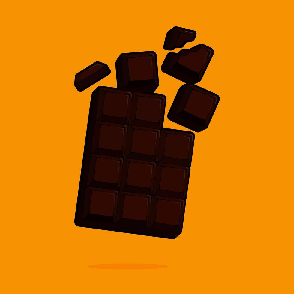 illustration of dark chocolate cut into pieces in line art style. Can be used for restaurants, cafes, local street food, cookbook menu covers vector