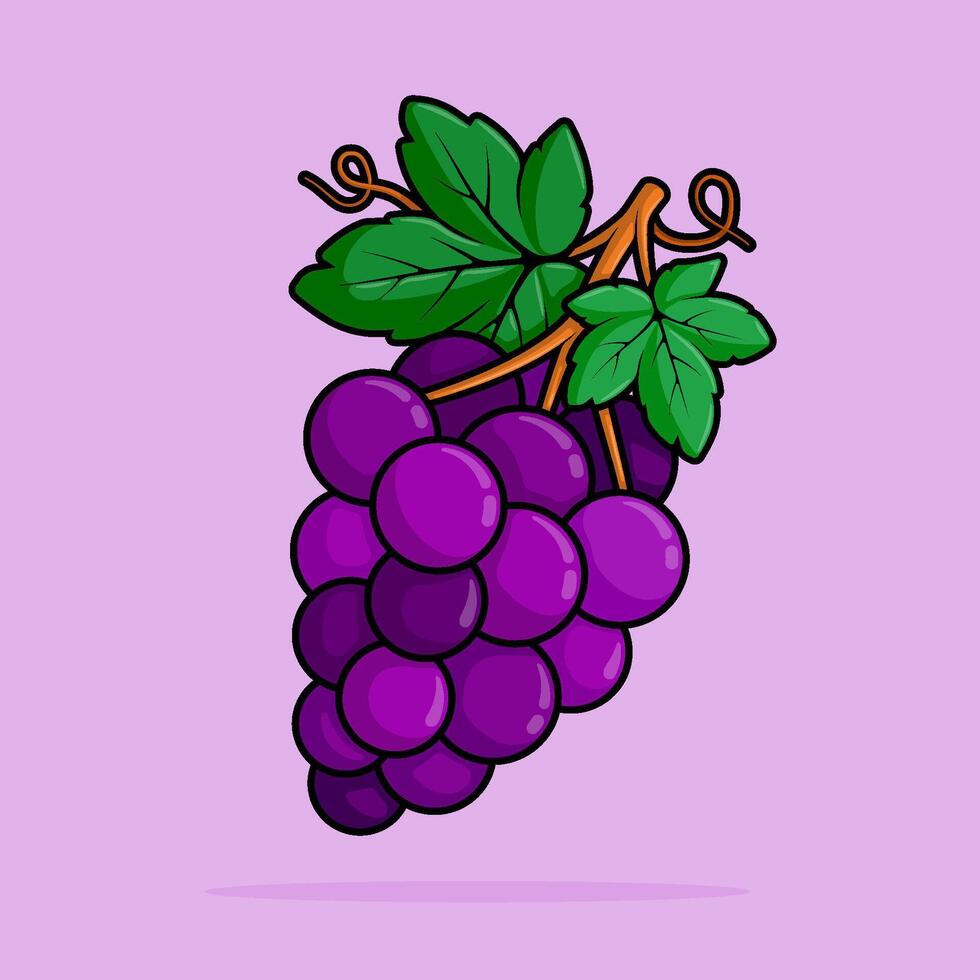 Line Cartoon Illustration of Fresh Healthy Organic Grapes Perfect for Nutritional and Health-Related Designs vector