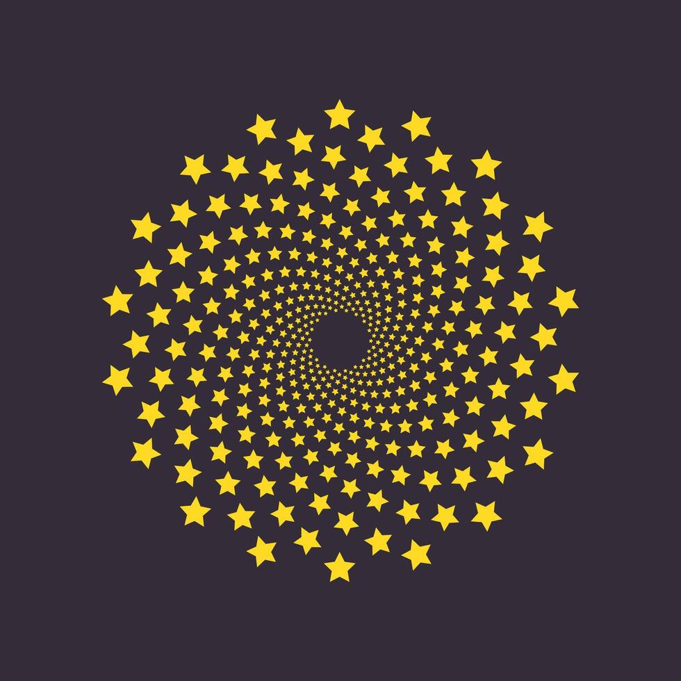 A frame with twisted stars. The abstraction is highlighted on a dark background. vector