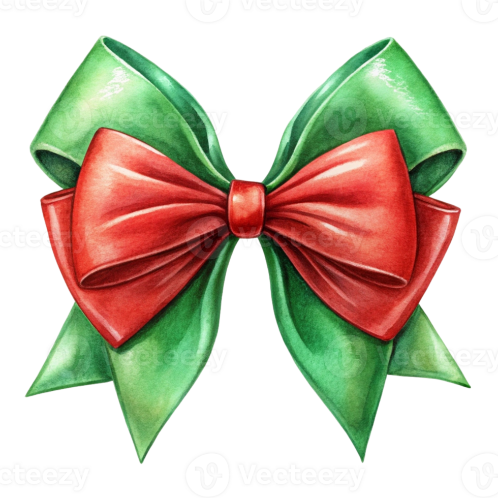 A green and red bow with a red ribbon png