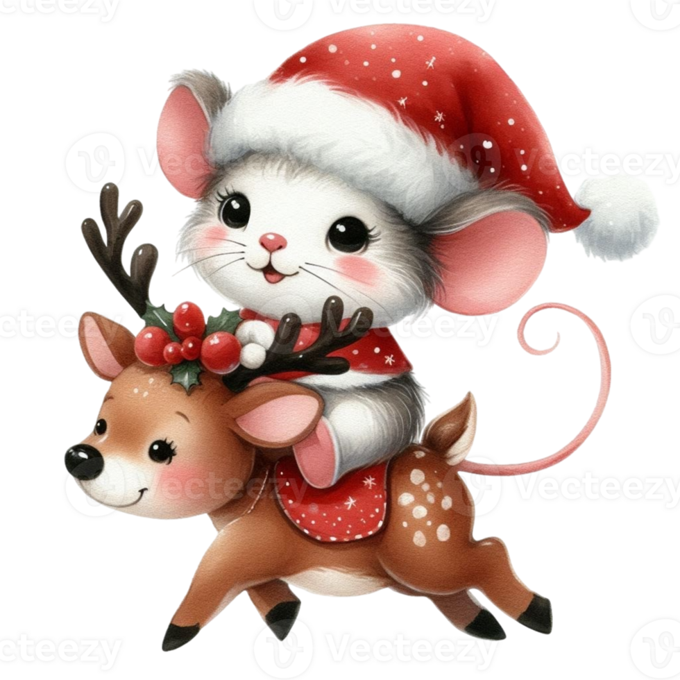 Mouse riding a reindeer png