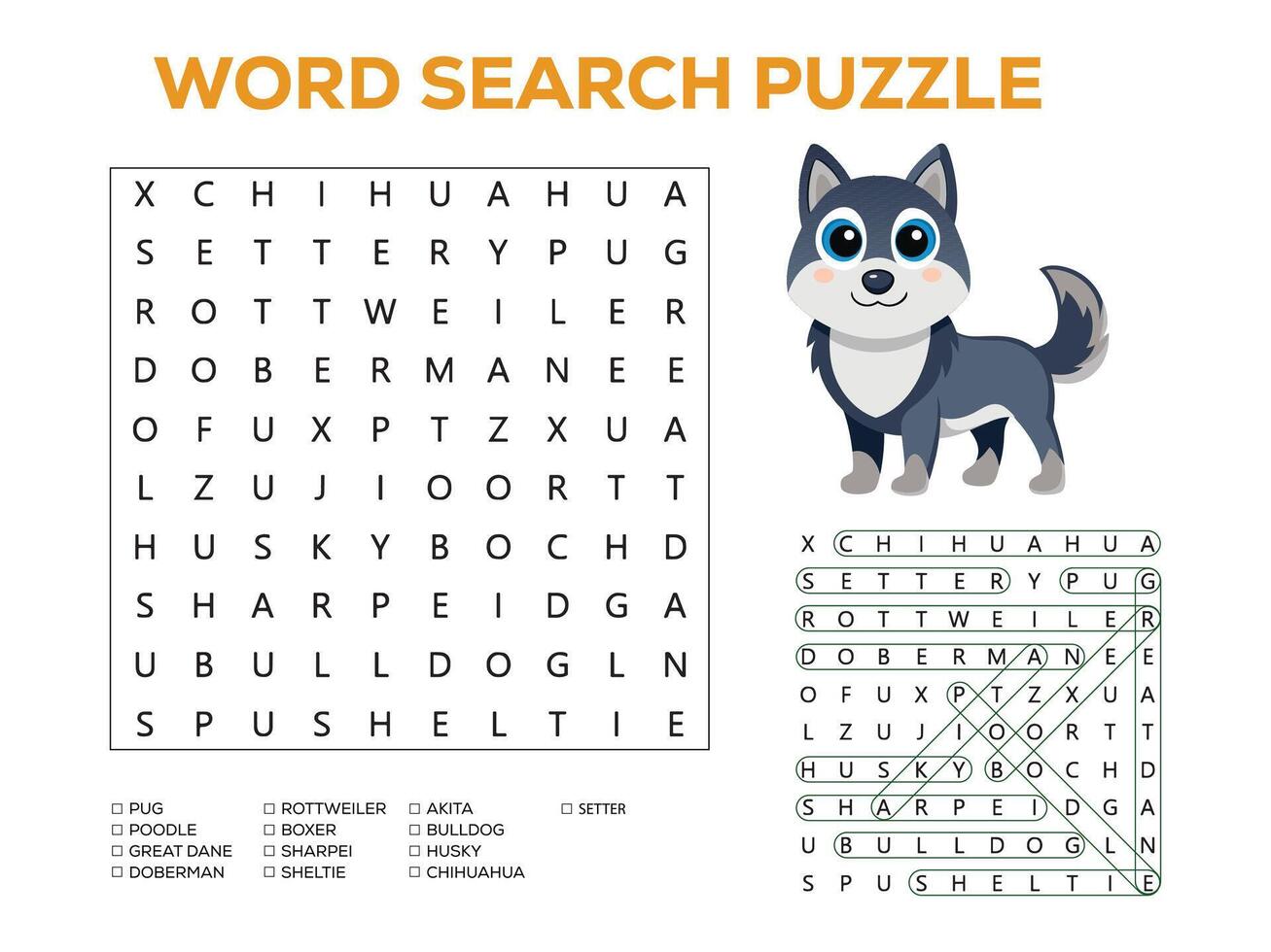 Word search puzzle game for children vector