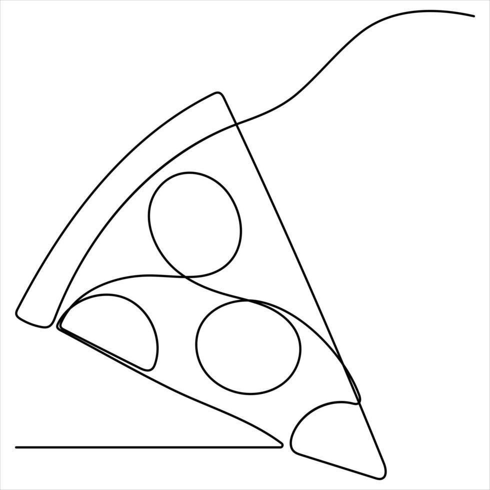 Continuous single line drawing of slice of hot pizza concept world food day vector