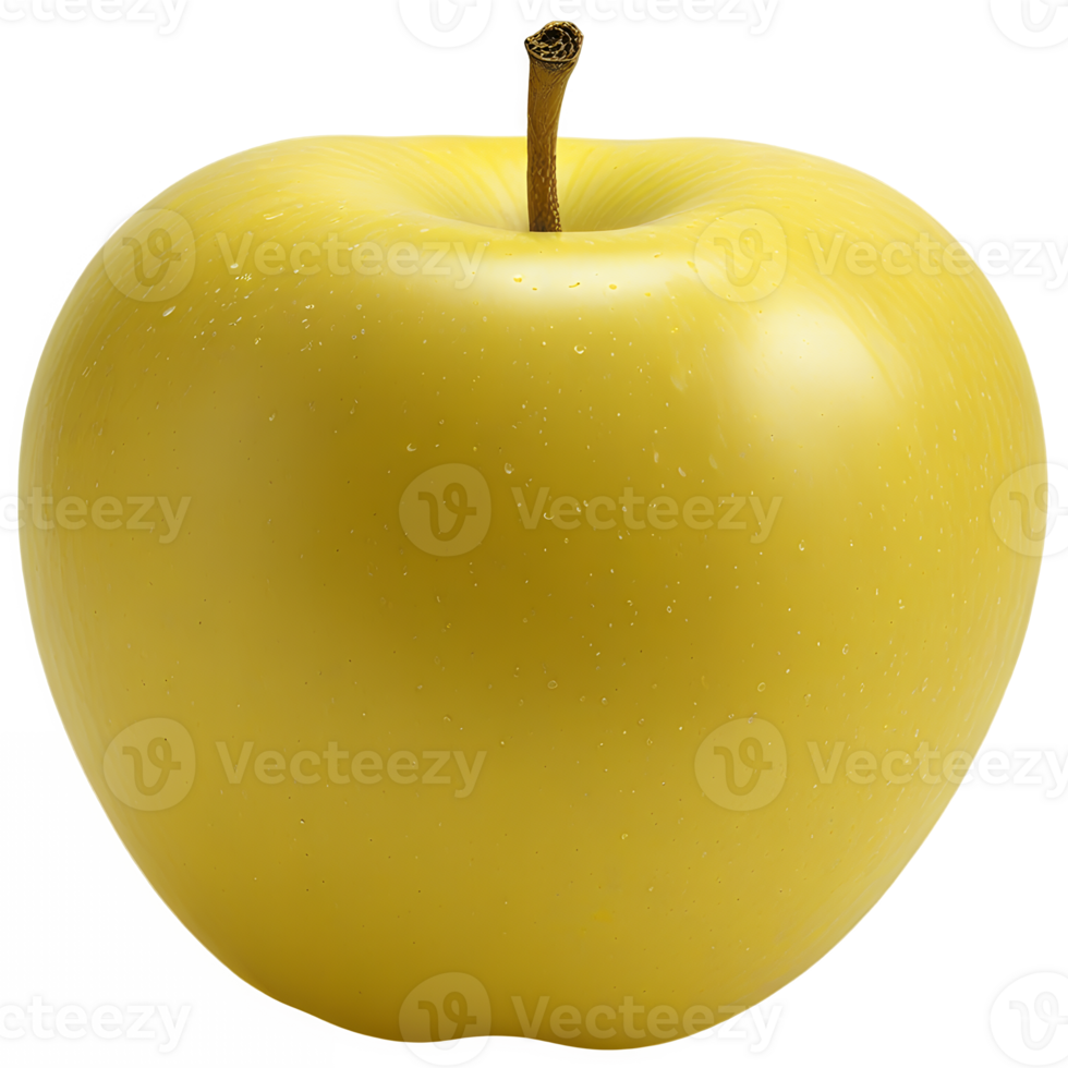 Fresh yellow apple fruit isolated transparent background png