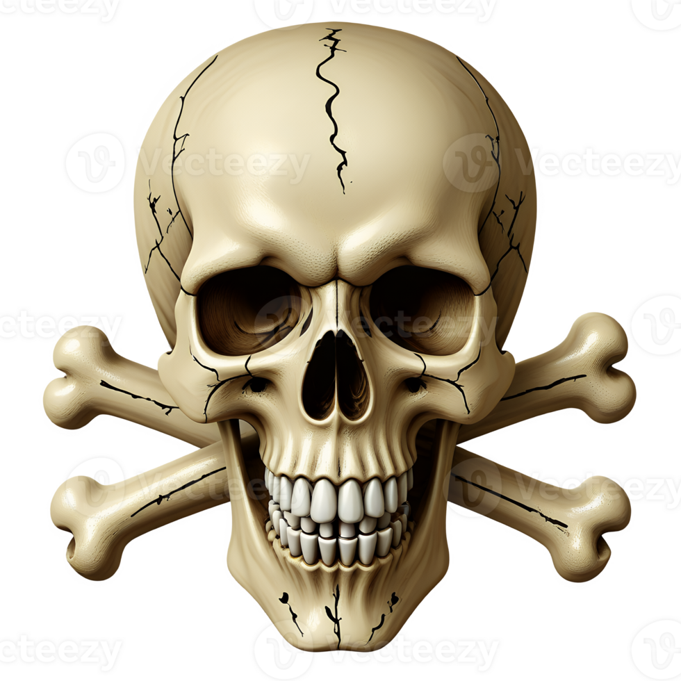 3D Skull and Crossbones Symbol Danger Warning Halloween Illustration png