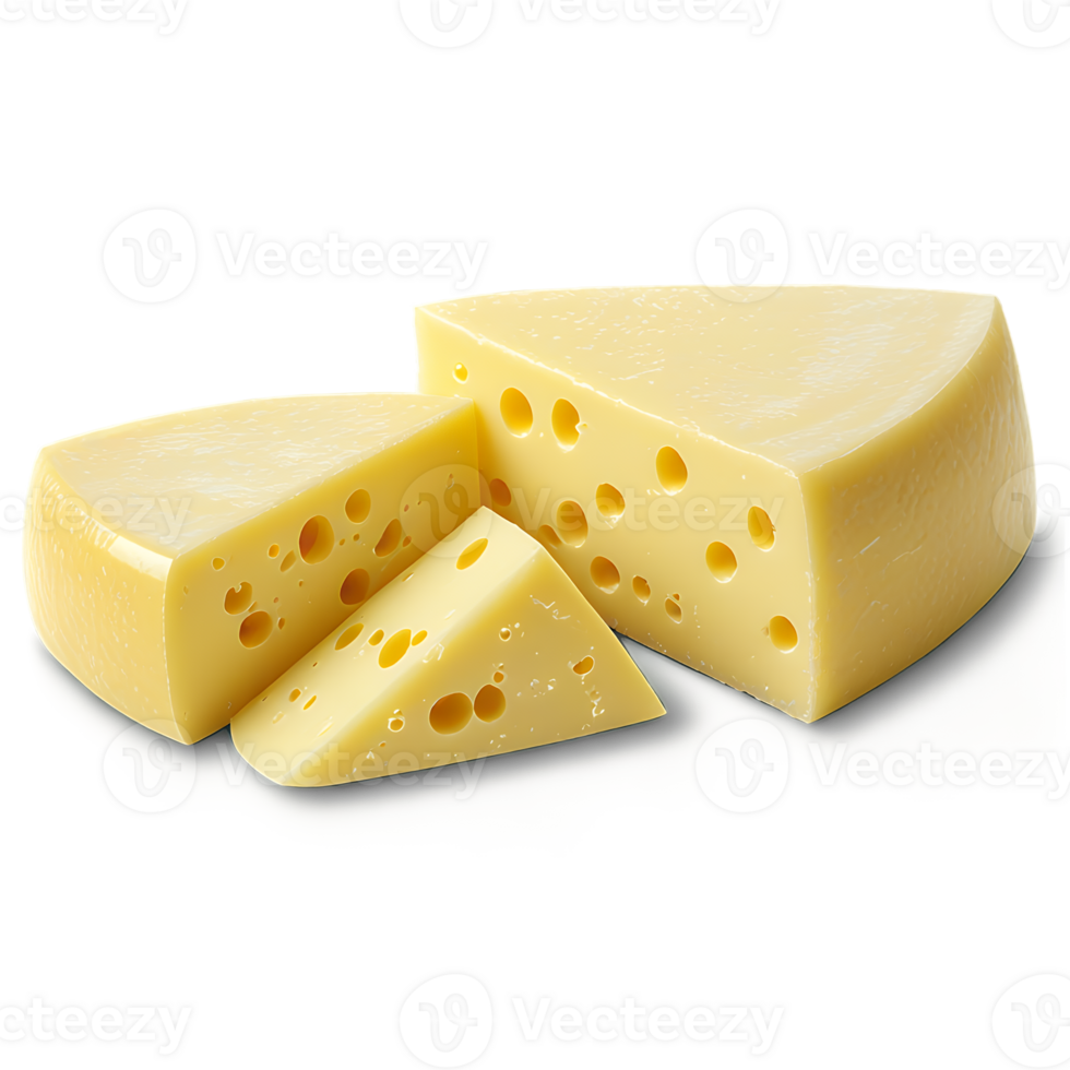 Sliced swiss cheese with holes isolated transparent background png