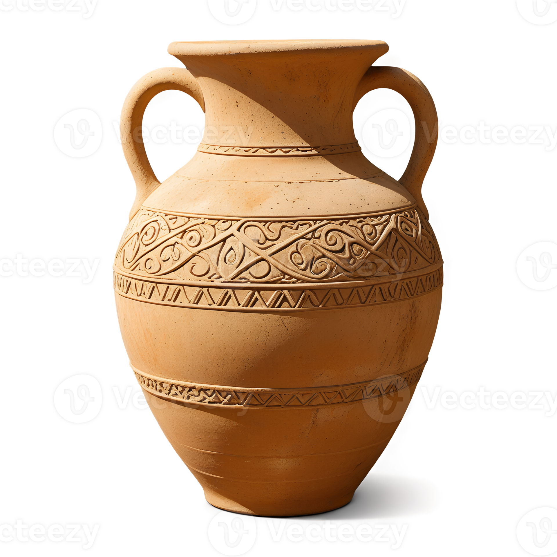 Ornamental Clay Pitcher with Handles Traditional Pottery Design