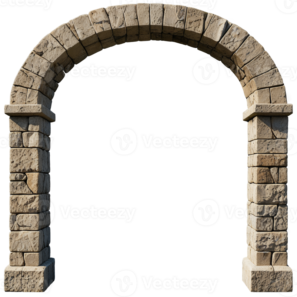 Stone archway entrance gateway architectural detail isolated transparent background png