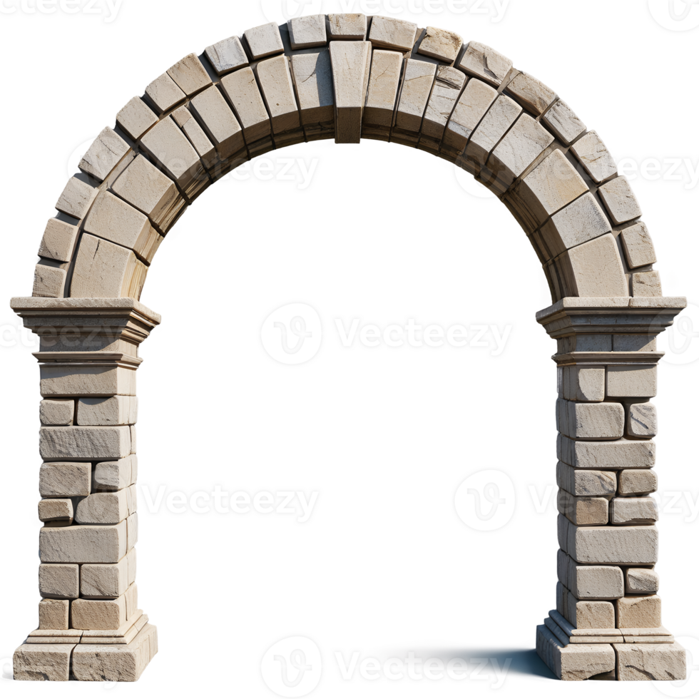 Stone archway entrance medieval architecture isolated transparent background png