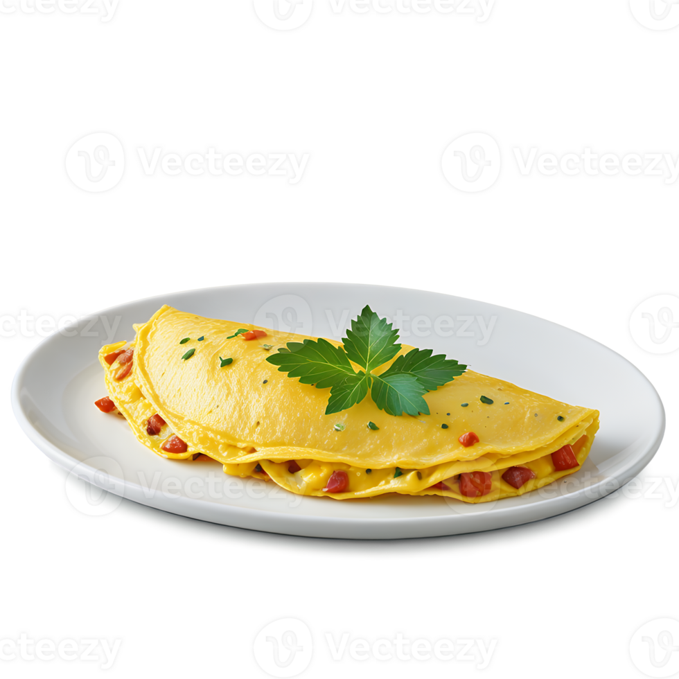 A white plate topped with an omelet png
