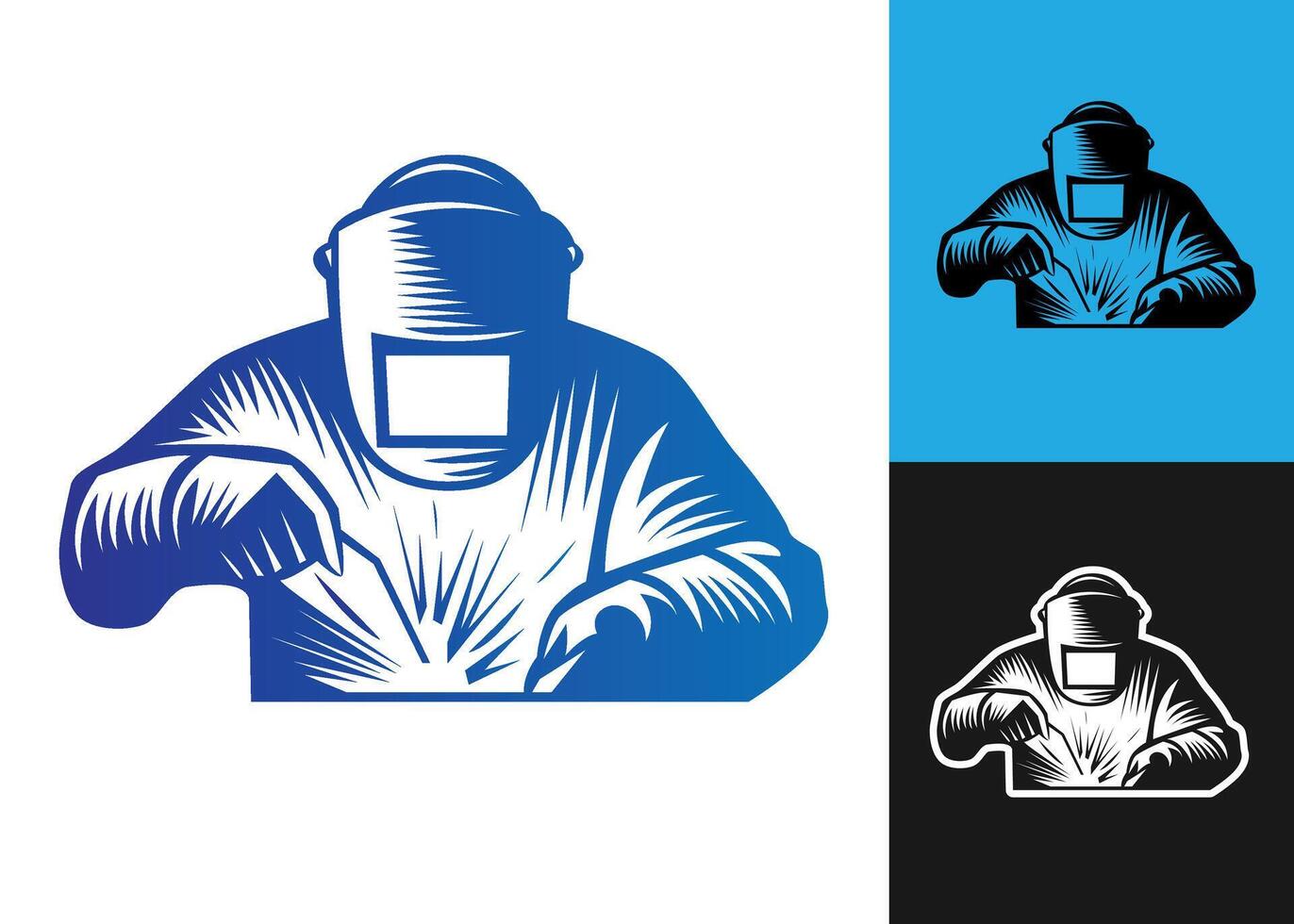 front silhouette welding logo vector