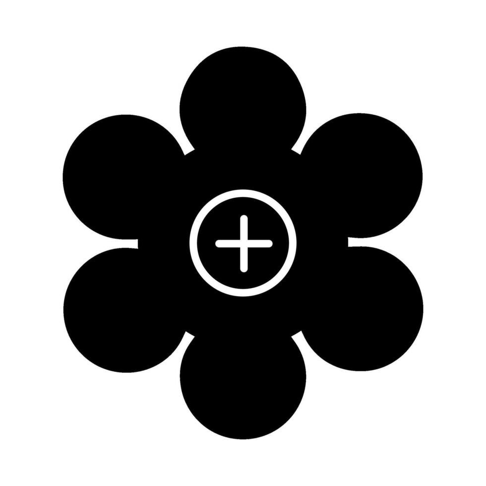 A black flower with a cross in the center vector