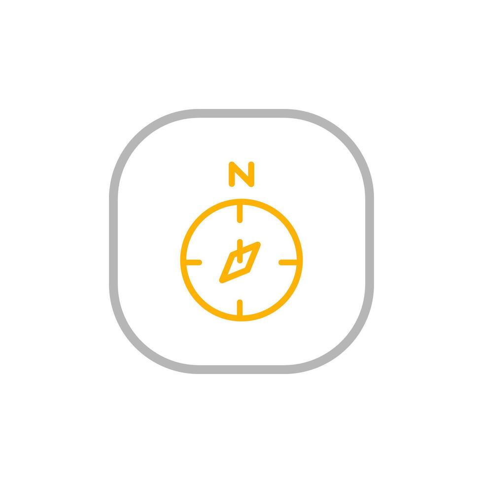 A yellow and white icon of a compass vector