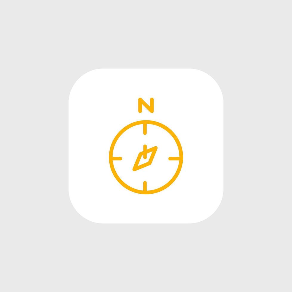 A yellow compass icon on an app icon vector