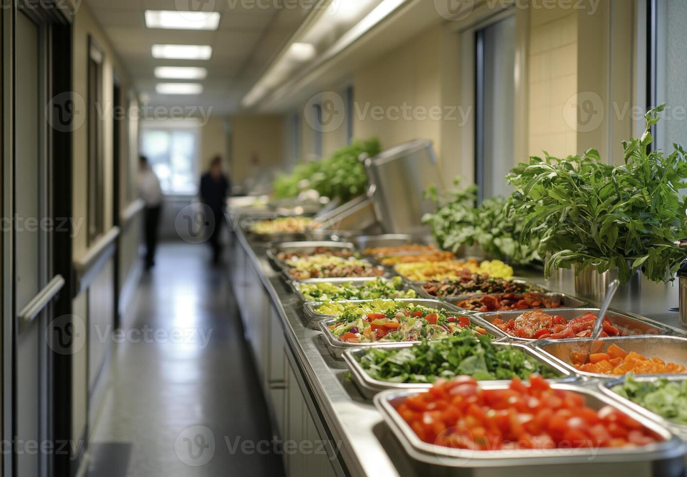 A fresh salad bar with various toppings, perfect for a healthy lunch. photo
