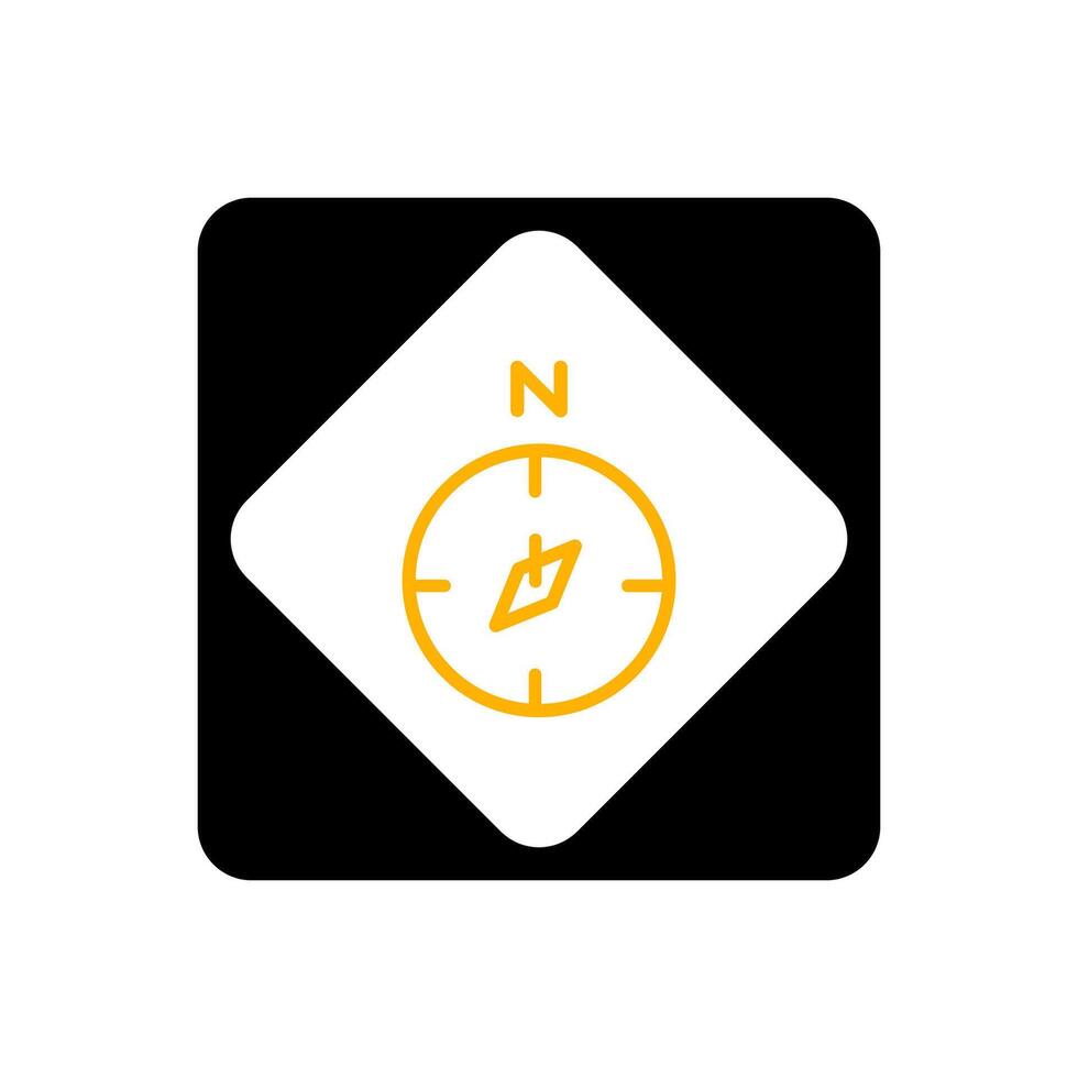 A compass icon on a black and white square vector