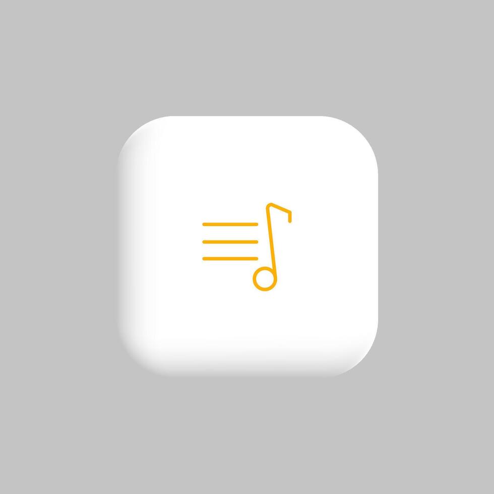 A white button with a music note icon vector