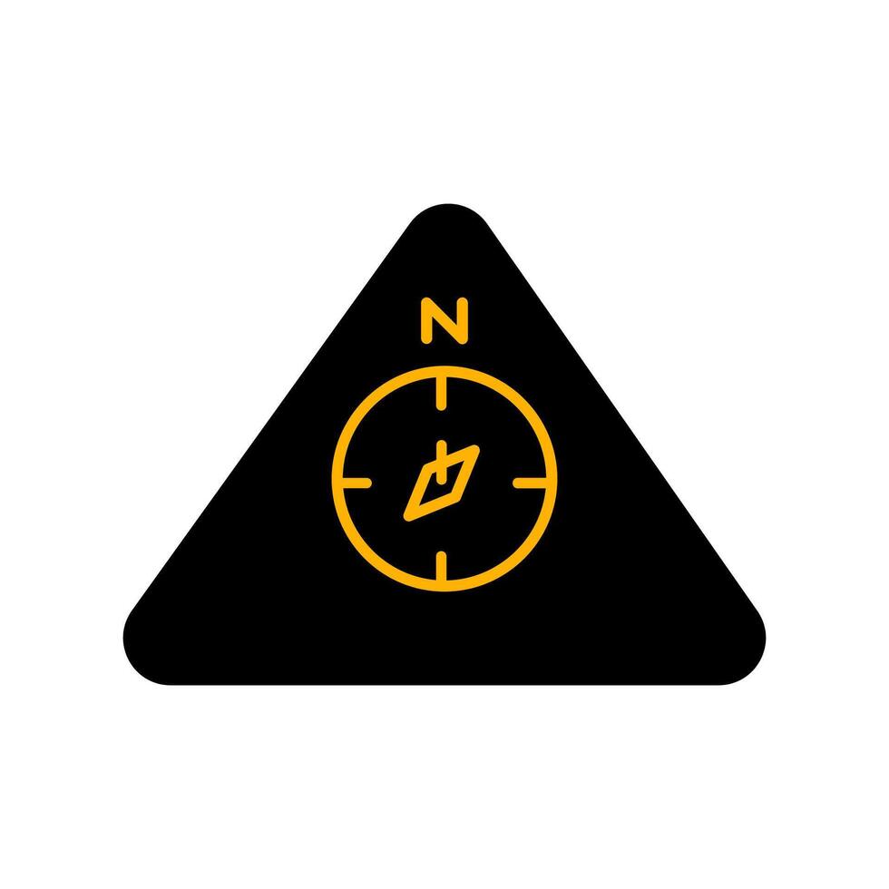 A compass icon on a black triangle vector