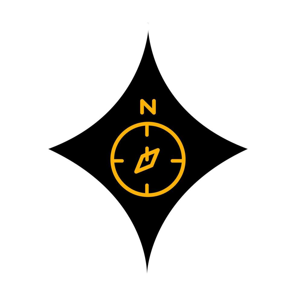 A black and yellow compass with a star on it vector