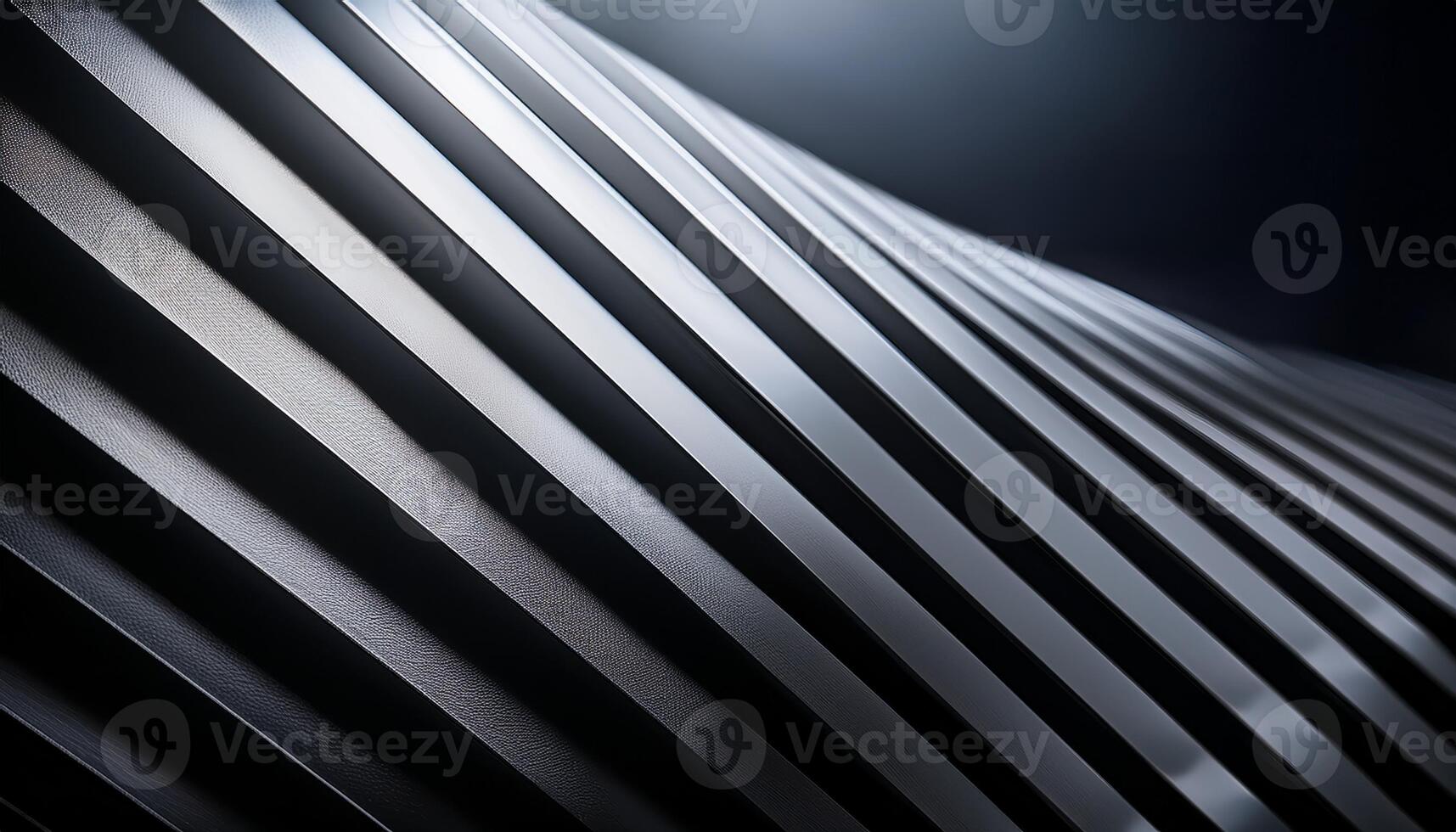 An abstract image of sleek metallic lines forming a geometric pattern, creating dynamic light and shadow contrasts in a modern design. photo