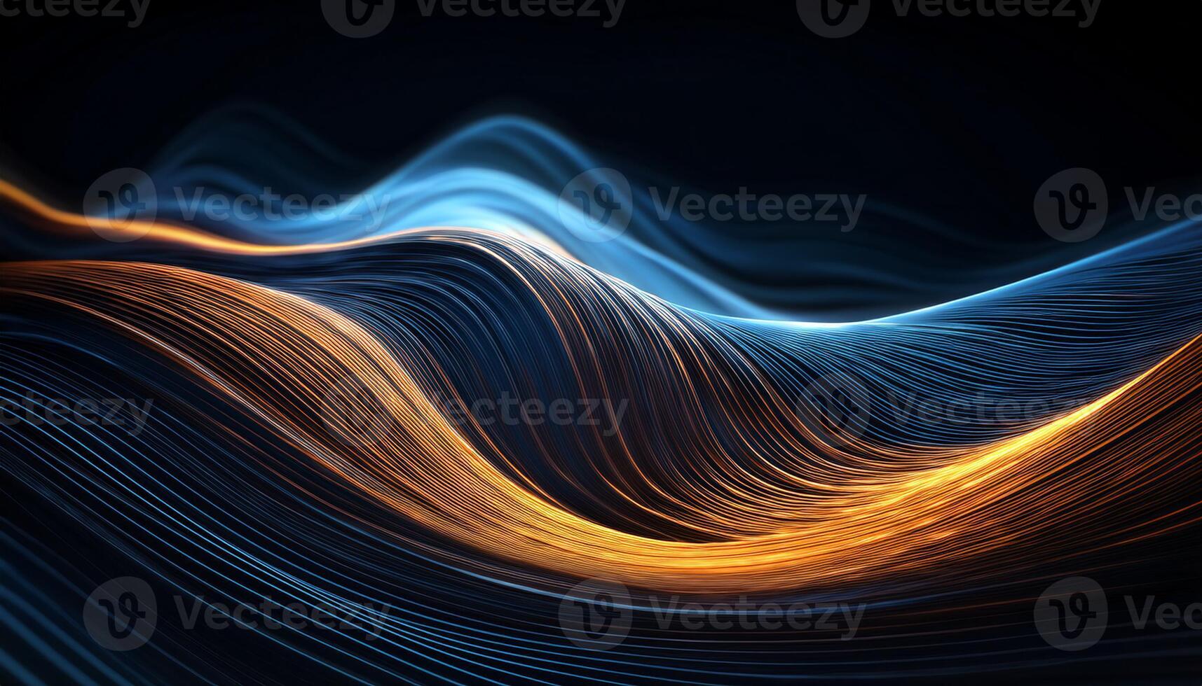 Dynamic abstract design featuring flowing blue and orange light waves, creating a vibrant, fluid, and futuristic visual effect. photo