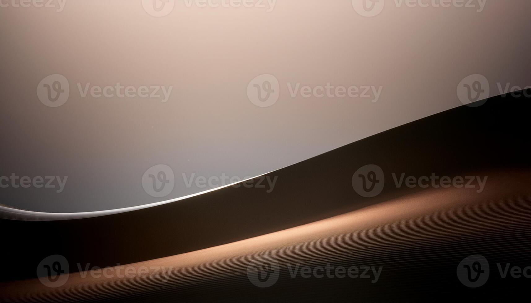 A minimalist view of sand dunes with smooth curves and soft lighting, creating a serene and abstract desert landscape. photo