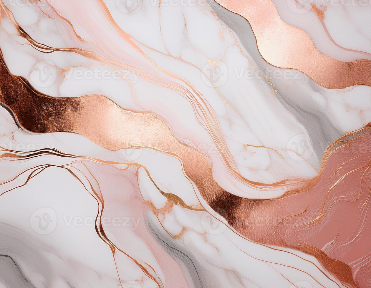 Elegant abstract marble texture with flowing rose gold and pastel pink veins, creating a luxurious and modern design pattern. photo