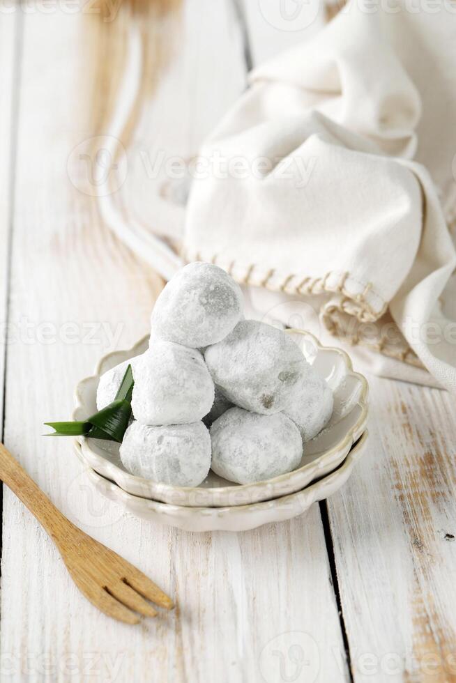 Mochi, Indonesian Traditional Cake Made from Glutinous Rice Flour with Peanut Filling photo